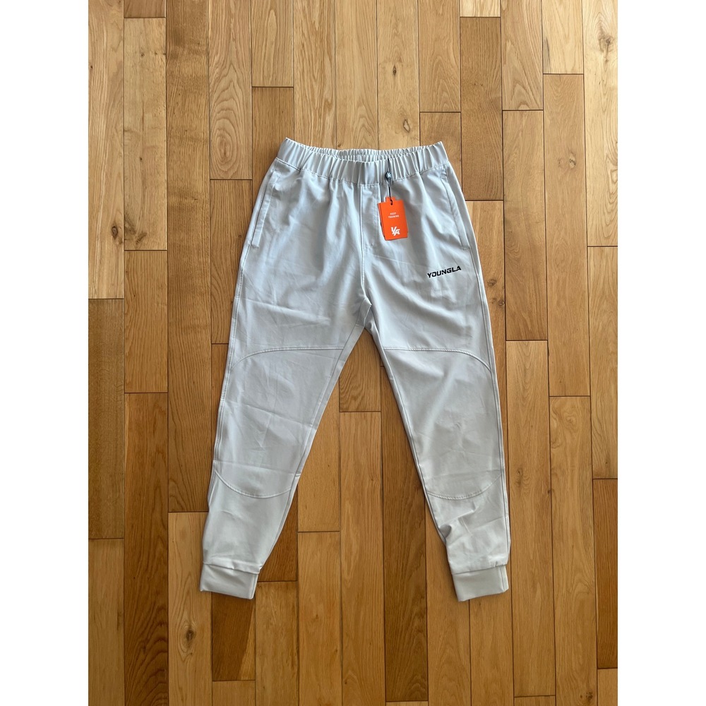 NEW YoungLA Men's Training Joggers Elastic Waist Ecru Cream Size S